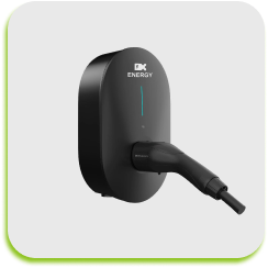 Wall-mounted EV charger and charging cable